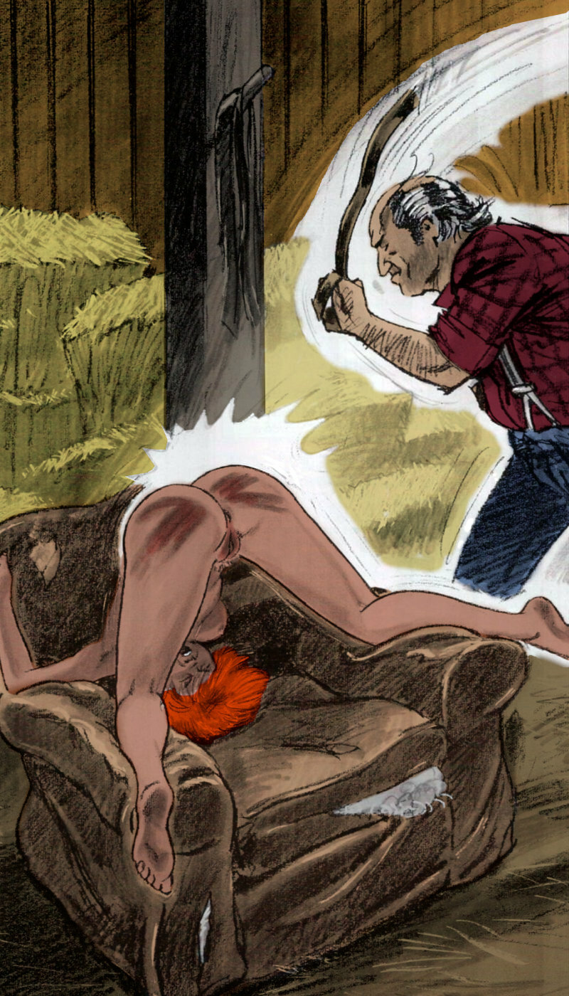 Girl belted in barn (by Anton). Colorized. — 19